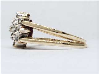 14K Solid Yellow Gold Ruby Diamond Flip Ring Size 5.5